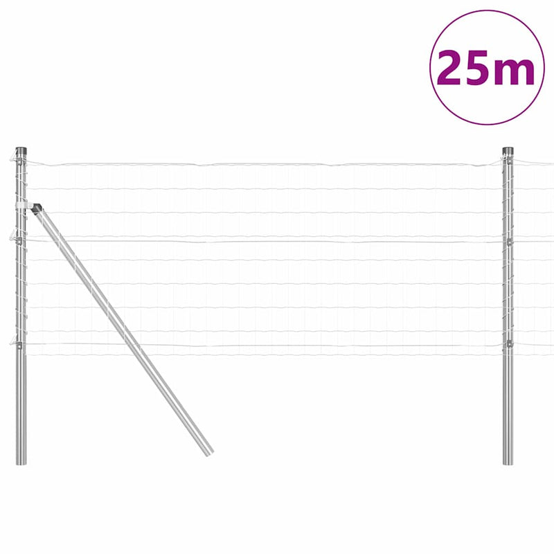 vidaXL Kerítés oszlopokkal Ezüst 1 x 25 m Acél