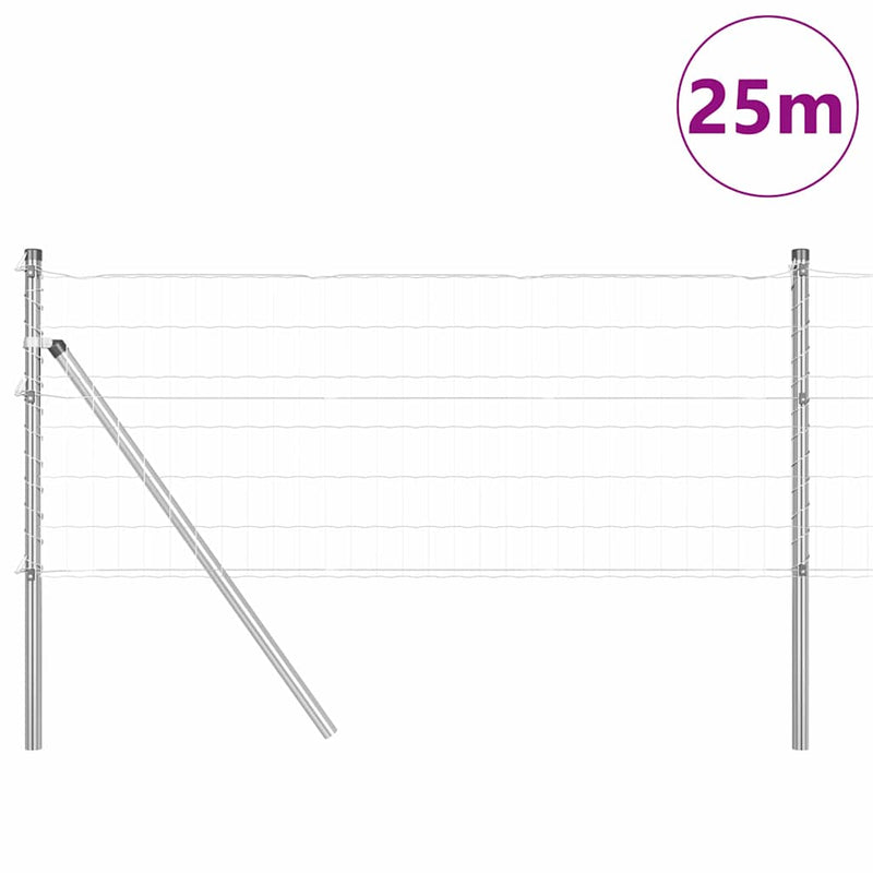 vidaXL Kerítés oszlopokkal Ezüst 0,6 x 25 m Acél