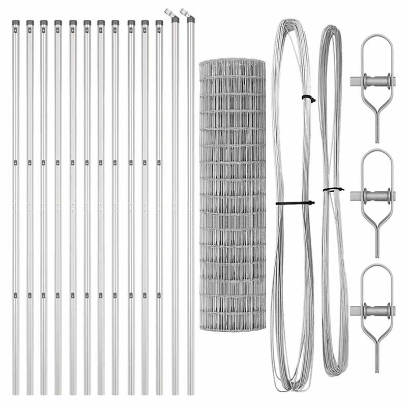 vidaXL Kerítés oszlopokkal Ezüst 1.2 x 25 m Acél
