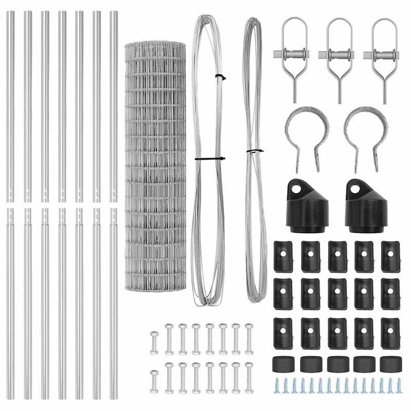 vidaXL Kerítés oszlopokkal Ezüst 1 x 25 m Acél