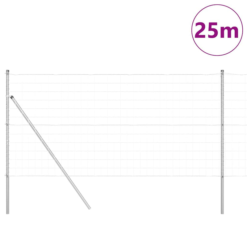 vidaXL Kerítés oszlopokkal Ezüst 1 x 25 m Acél