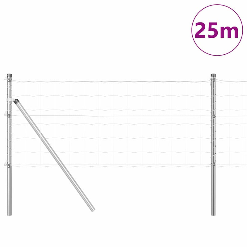 vidaXL Kerítés oszlopokkal Ezüst 0,4 x 25 m Acél