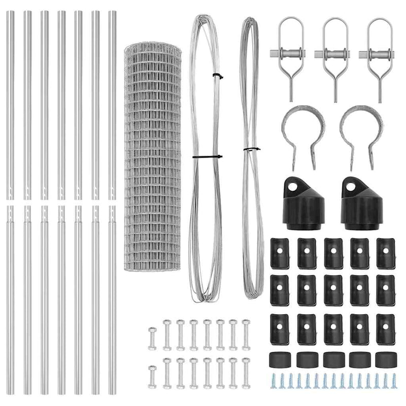 vidaXL Kerítés oszlopokkal Ezüst 1.2 x 25 m Acél