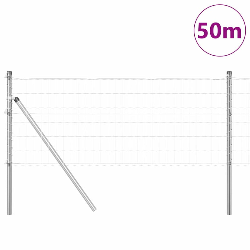 vidaXL Kerítés oszlopokkal Ezüst 0.6 x 50 m Acél