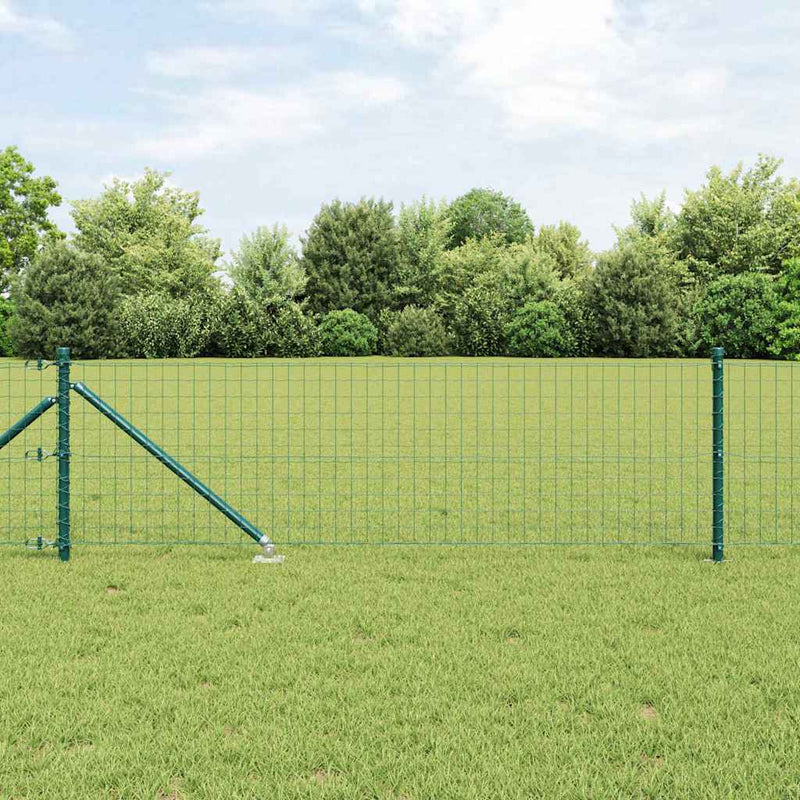 vidaXL Kerítés oszlopokkal Zöld 0.8 x 10 m Acél