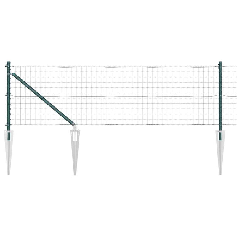 vidaXL Kerítés oszlopokkal Zöld 0.8 x 10 m Acél