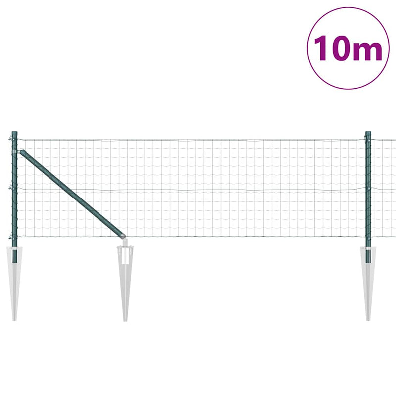 vidaXL Kerítés oszlopokkal Zöld 0.8 x 10 m Acél