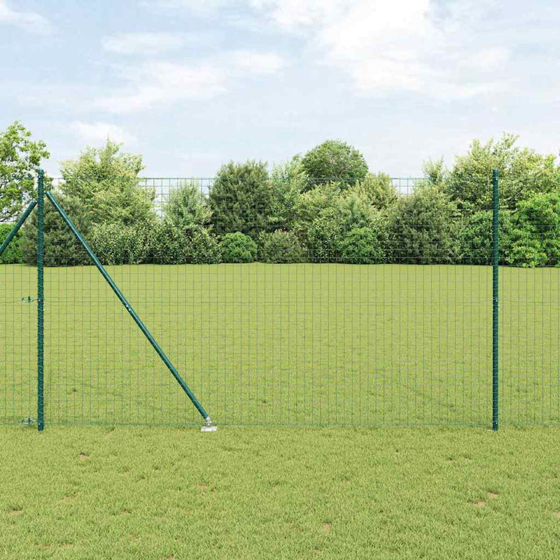 vidaXL Kerítés oszlopokkal Zöld 1.6 x 10 m Acél