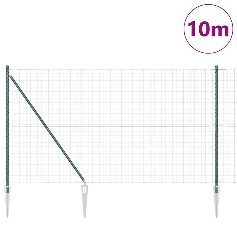 vidaXL Kerítés oszlopokkal Zöld 1.6 x 10 m Acél