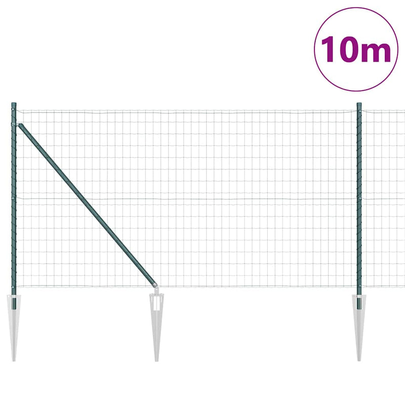 vidaXL Kerítés oszlopokkal Zöld 1 x 10 m Acél