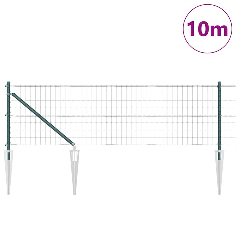 vidaXL Kerítés oszlopokkal Zöld 0,4 x 10 m Acél