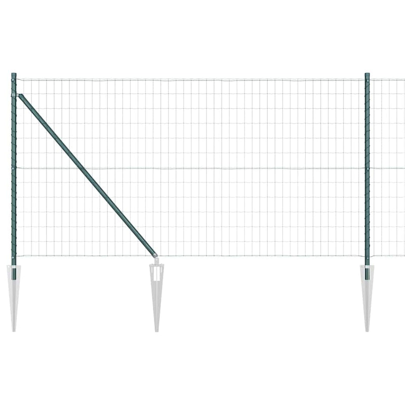 vidaXL Kerítés oszlopokkal Zöld 1 x 10 m Acél