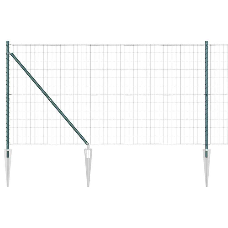 vidaXL Kerítés oszlopokkal Zöld 1.2 x 10 m Acél
