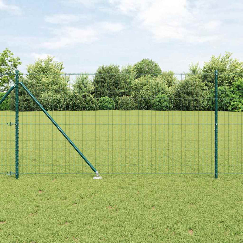 vidaXL Kerítés oszlopokkal Zöld 1.4 x 10 m Acél
