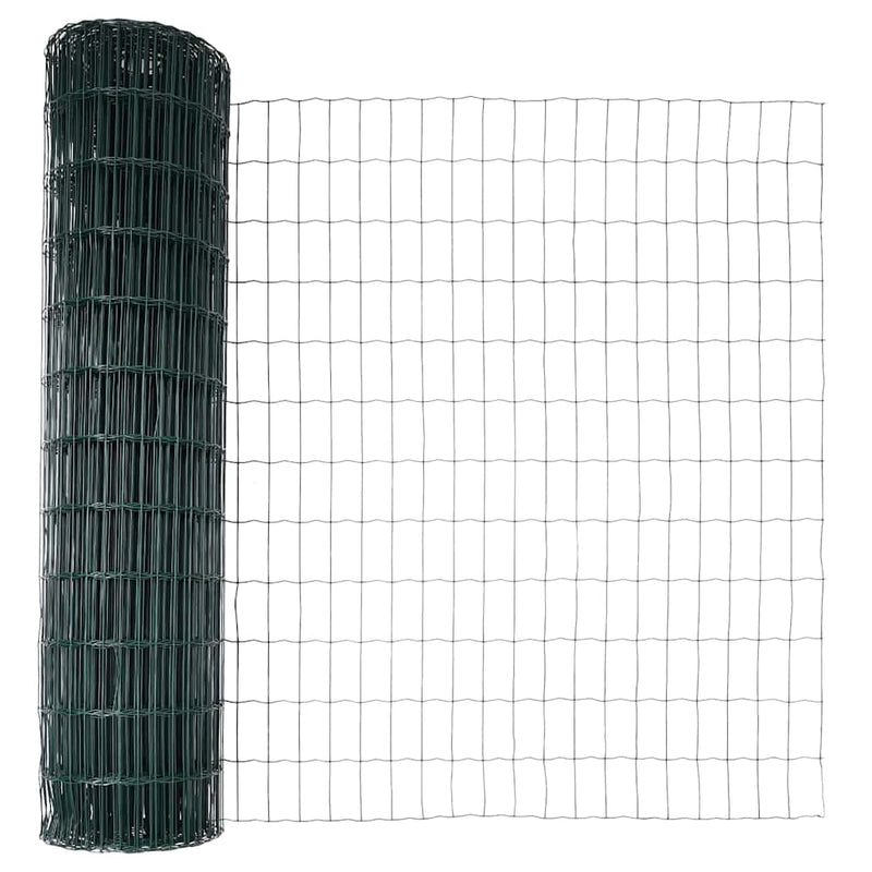 vidaXL Kerítés oszlopokkal Zöld 1.4 x 10 m Acél