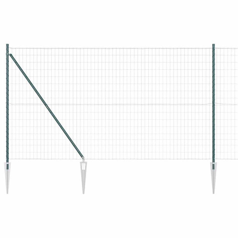 vidaXL Kerítés oszlopokkal Zöld 1.5 x 10 m Acél