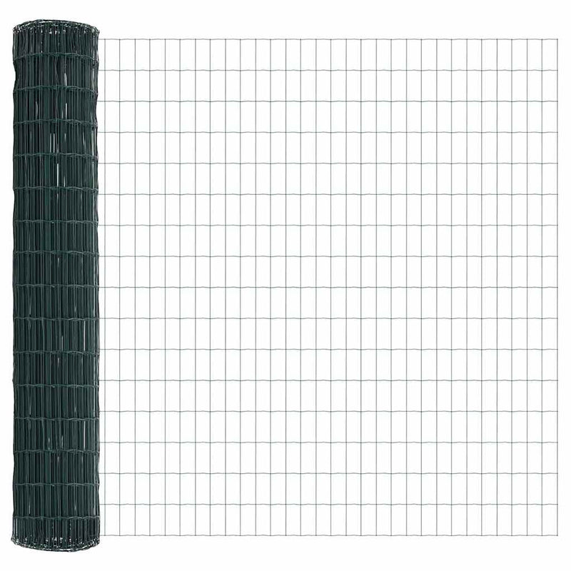 vidaXL Kerítés oszlopokkal Zöld 1.5 x 10 m Acél