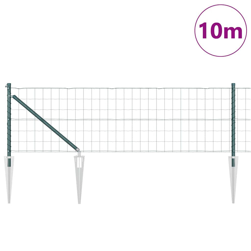 vidaXL Kerítés oszlopokkal Zöld 0,6 x 10 m Acél
