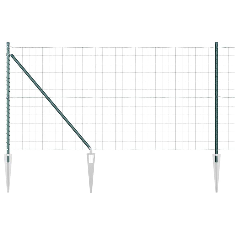 vidaXL Kerítés oszlopokkal Zöld 1 x 10 m Acél