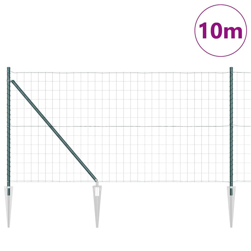 vidaXL Kerítés oszlopokkal Zöld 1 x 10 m Acél