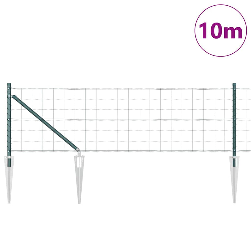 vidaXL Kerítés oszlopokkal Zöld 0,6 x 10 m Acél