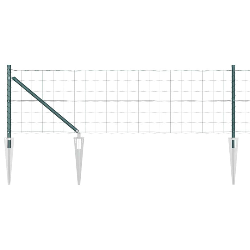 vidaXL Kerítés oszlopokkal Zöld 0.8 x 10 m Acél