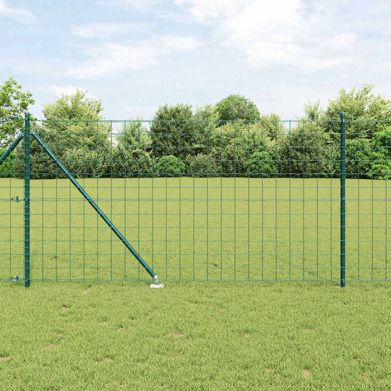 vidaXL Kerítés oszlopokkal Zöld 1 x 10 m Acél