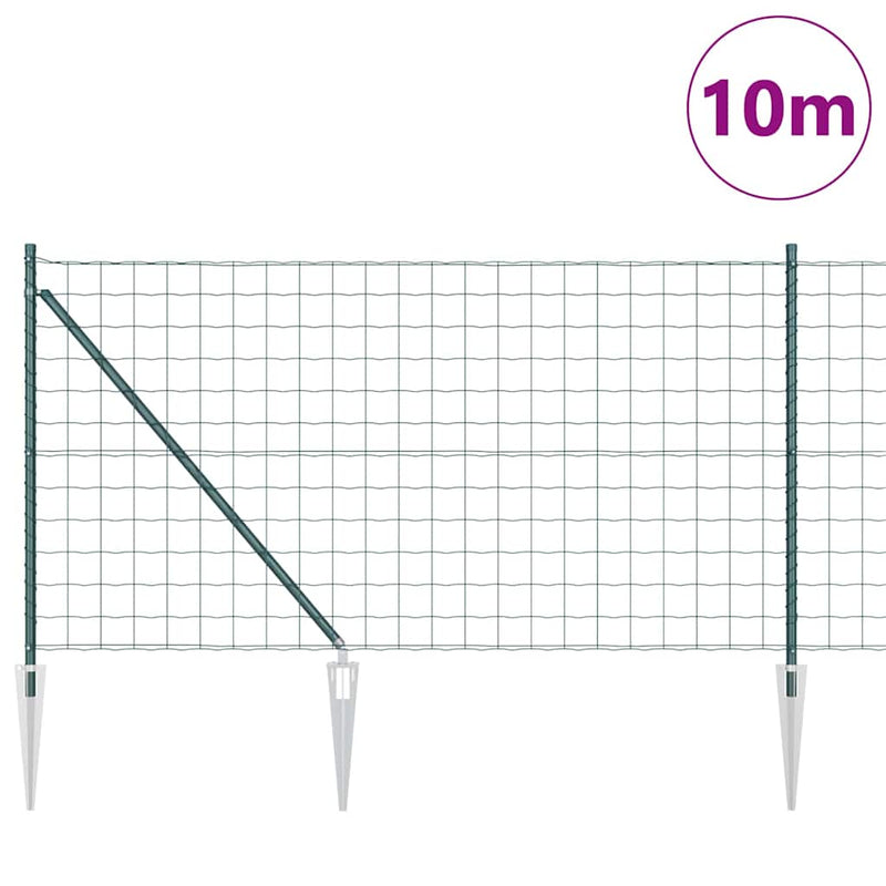 vidaXL Kerítés oszlopokkal Zöld 1 x 10 m Acél