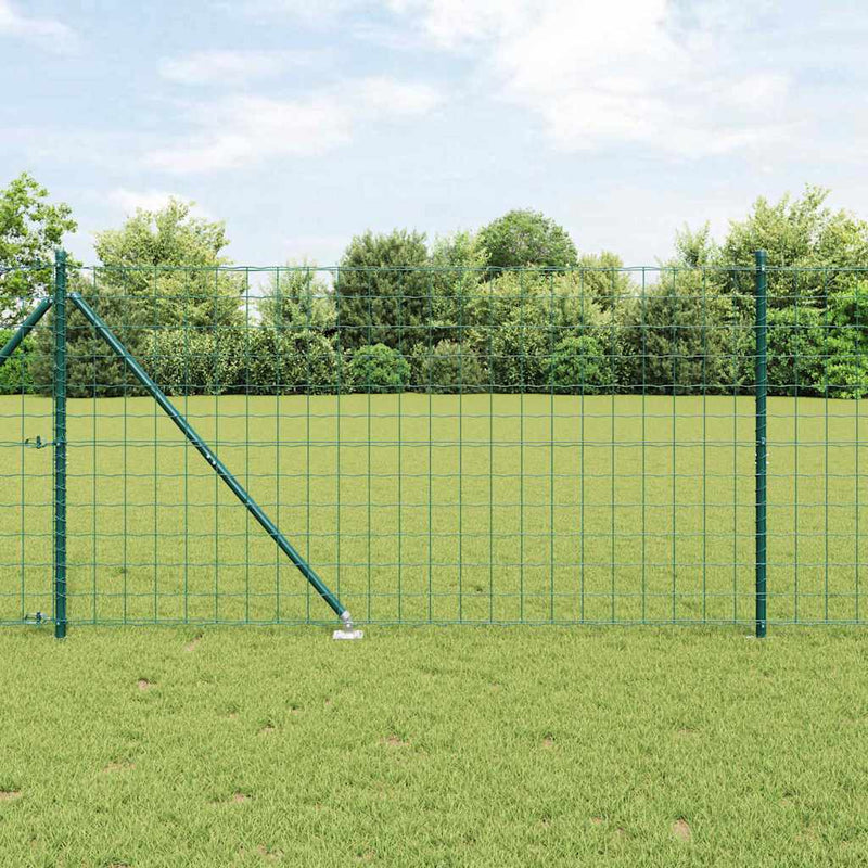 vidaXL Kerítés oszlopokkal Zöld 1.4 x 10 m Acél