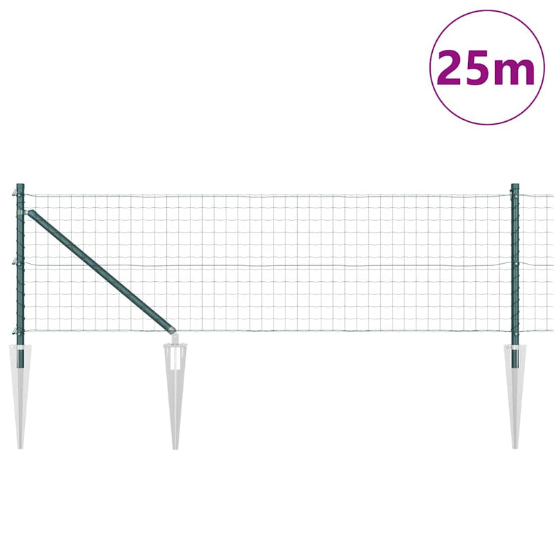 vidaXL Kerítés oszlopokkal Zöld 0,4 x 25 m Acél