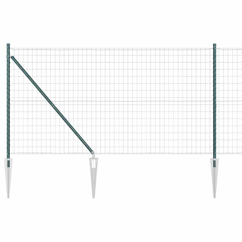 vidaXL Kerítés oszlopokkal Zöld 1.2 x 25 m Acél
