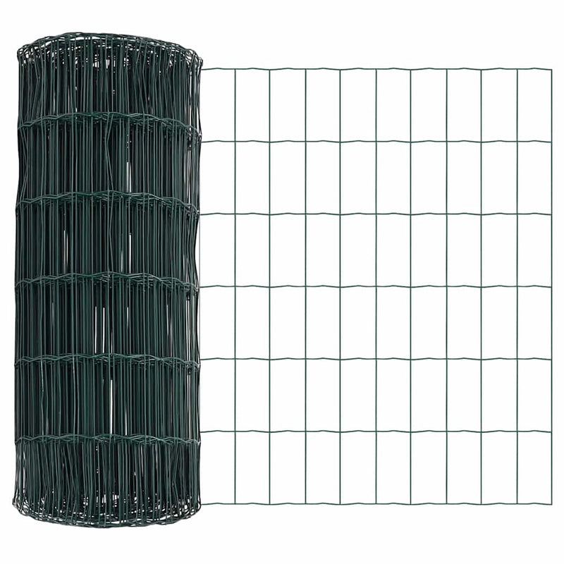 vidaXL Kerítés oszlopokkal Zöld 0,4 x 25 m Acél