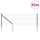 vidaXL Kerítés oszlopokkal Zöld 0,4 x 25 m Acél