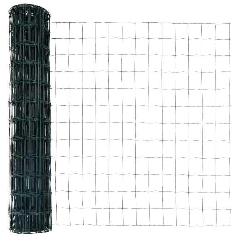 vidaXL Kerítés oszlopokkal Zöld 1.2 x 25 m Acél