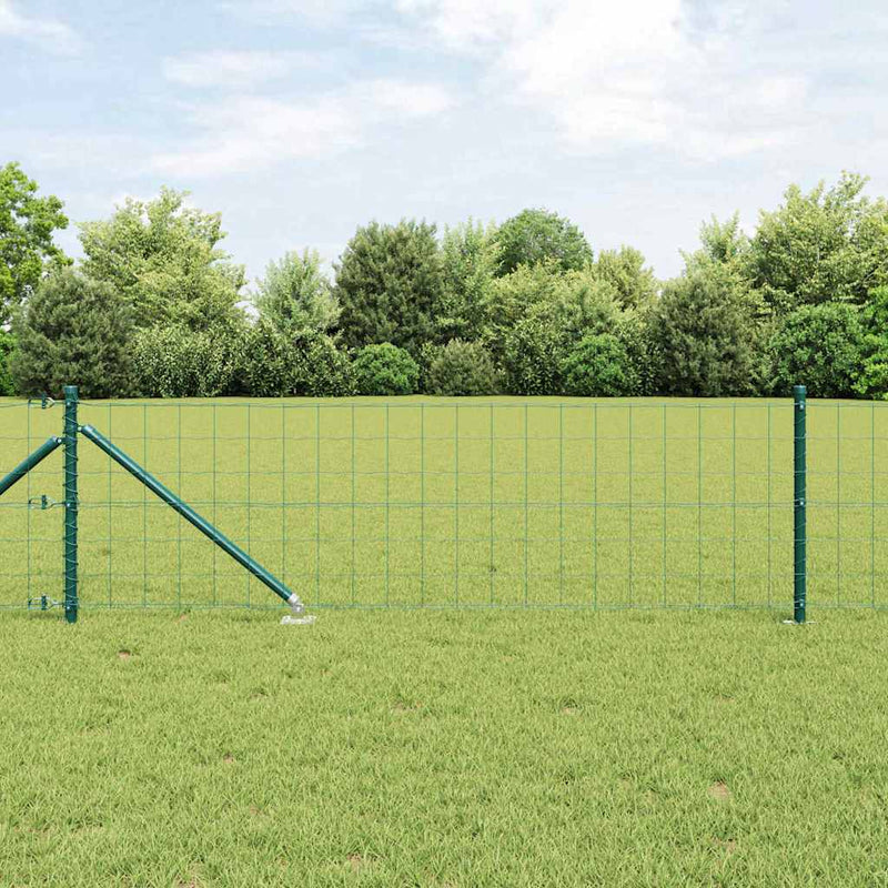vidaXL Kerítés oszlopokkal Zöld 0,4 x 25 m Acél