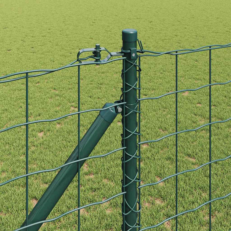 vidaXL Kerítés oszlopokkal Zöld 1 x 25 m Acél