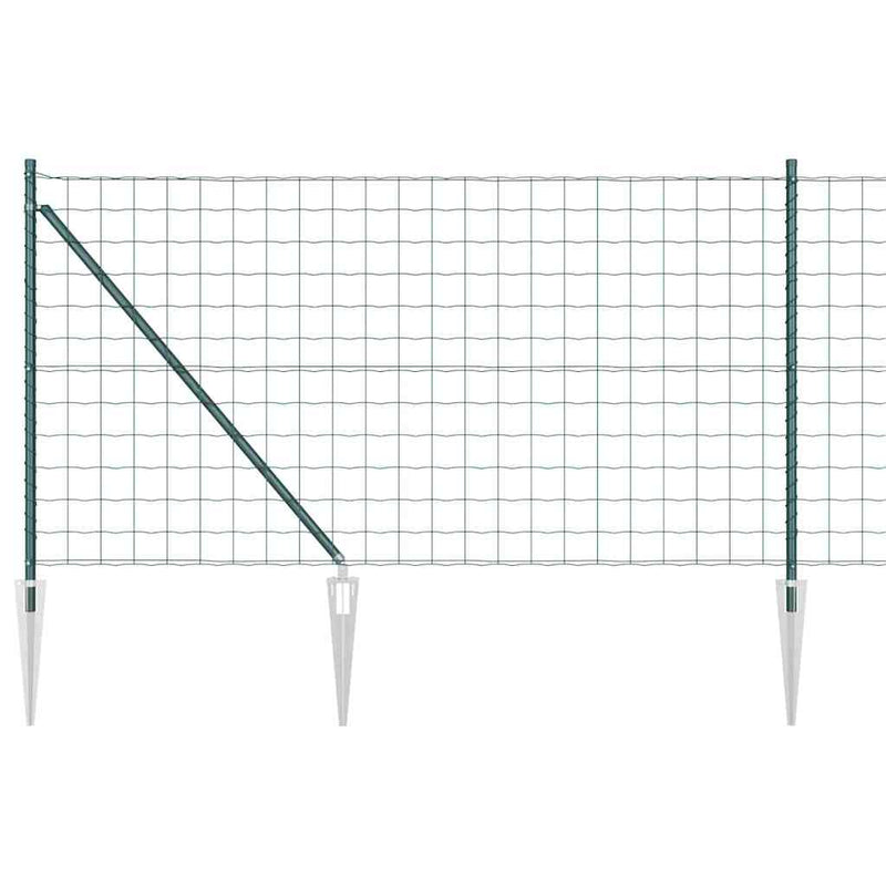 vidaXL Kerítés oszlopokkal Zöld 1 x 25 m Acél