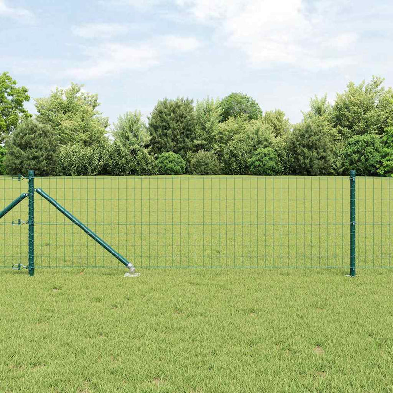 vidaXL Kerítés oszlopokkal Zöld 0.4 x 50 m Acél