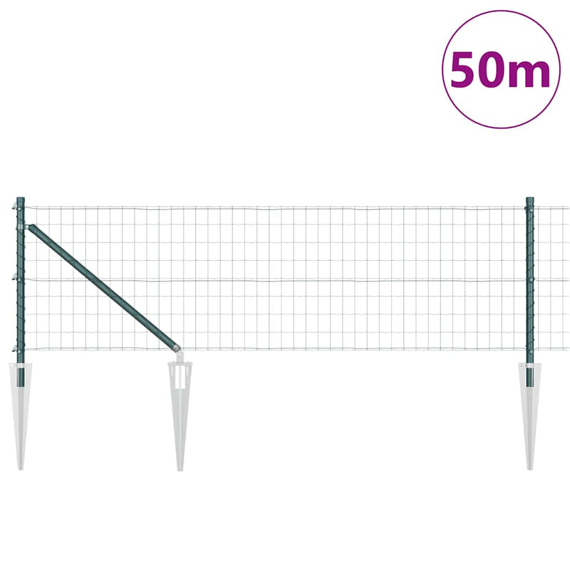 vidaXL Kerítés oszlopokkal Zöld 0.6 x 50 m Acél