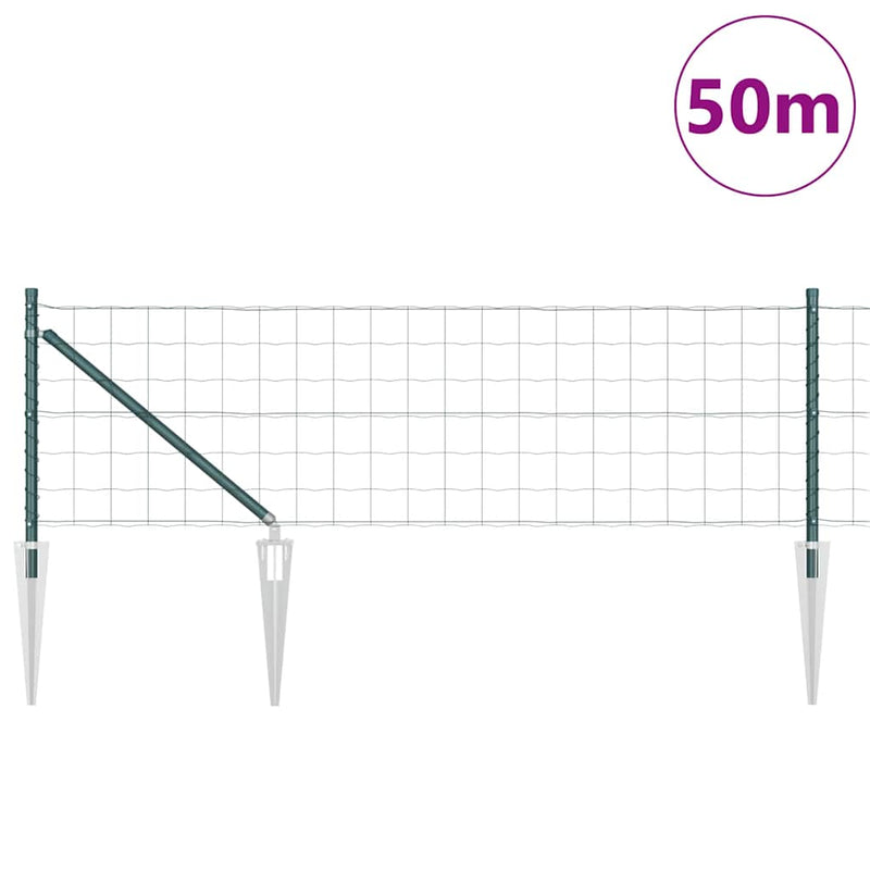 vidaXL Kerítés oszlopokkal Zöld 0.4 x 50 m Acél