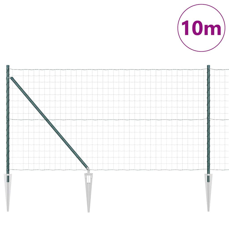 vidaXL Kerítés oszlopokkal Zöld 1 x 10 m Acél