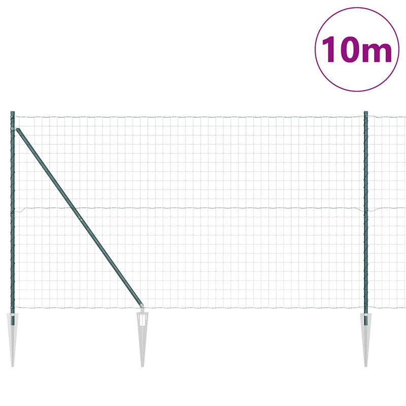 vidaXL Kerítés oszlopokkal Zöld 1.6 x 10 m Acél