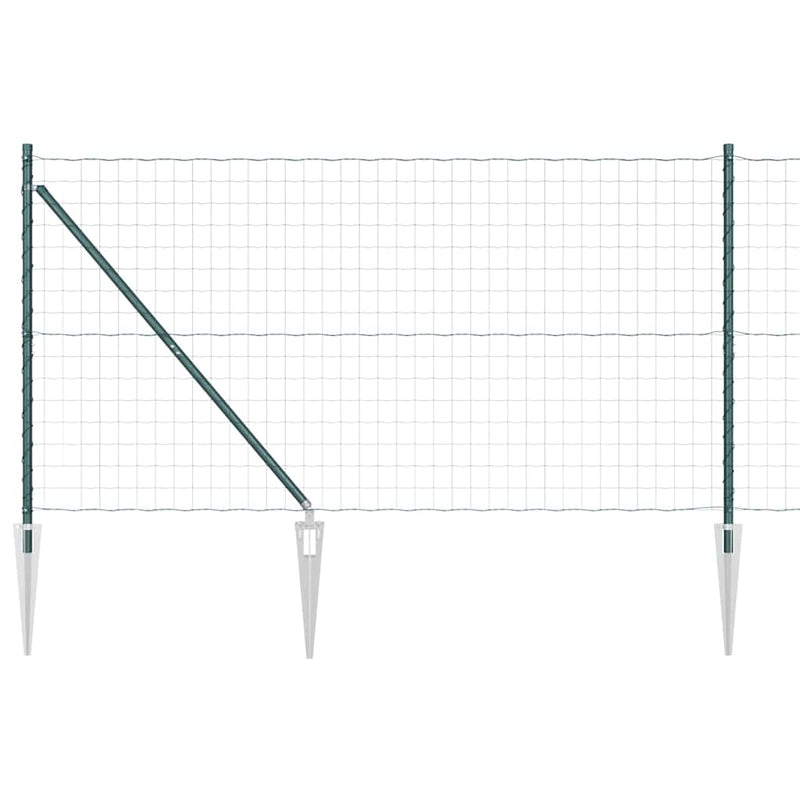 vidaXL Kerítés oszlopokkal Zöld 1.2 x 25 m Acél