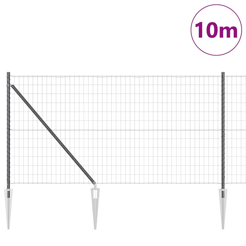 vidaXL Kerítés oszlopokkal Szürke 1 x 10 m Acél