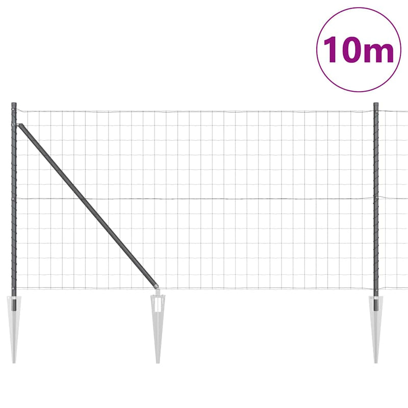 vidaXL Kerítés oszlopokkal Szürke 1 x 10 m Acél