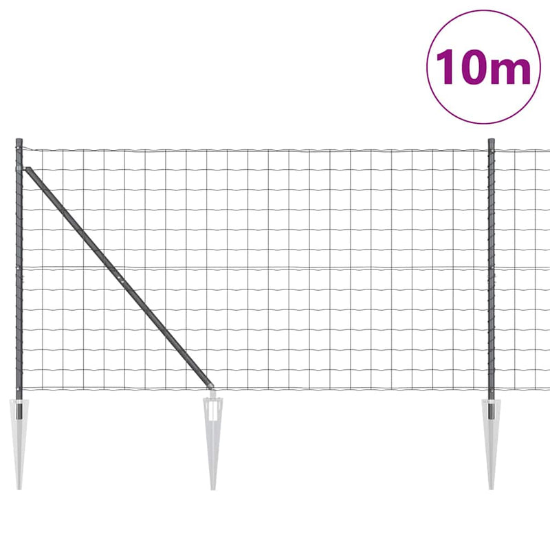 vidaXL Kerítés oszlopokkal Szürke 1.4 x 10 m Acél