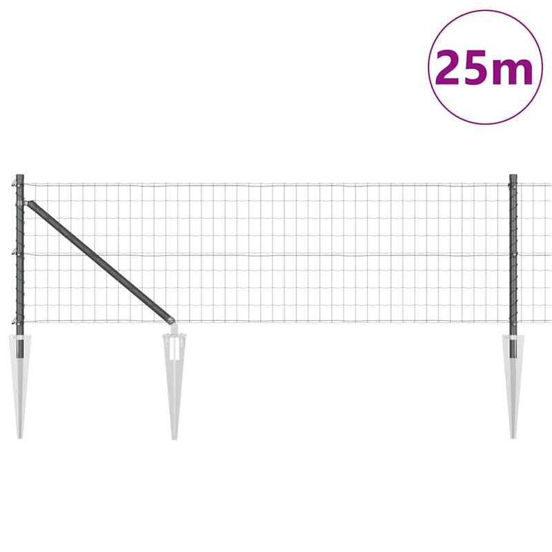 vidaXL Kerítés oszlopokkal Szürke 0.8 x 25 m Acél