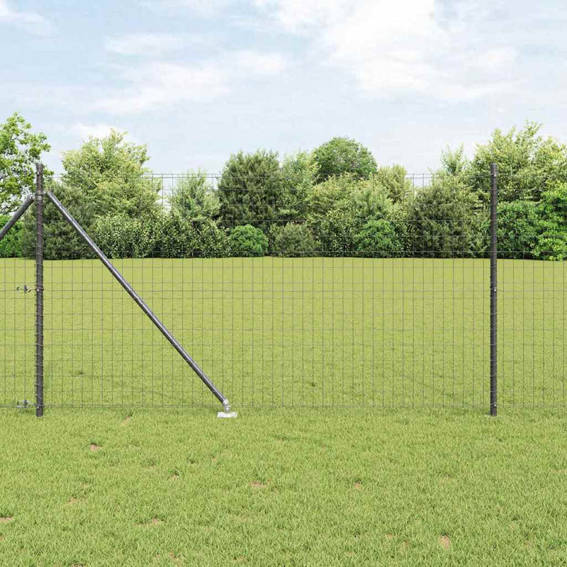 vidaXL Kerítés oszlopokkal Szürke 1 x 25 m Acél
