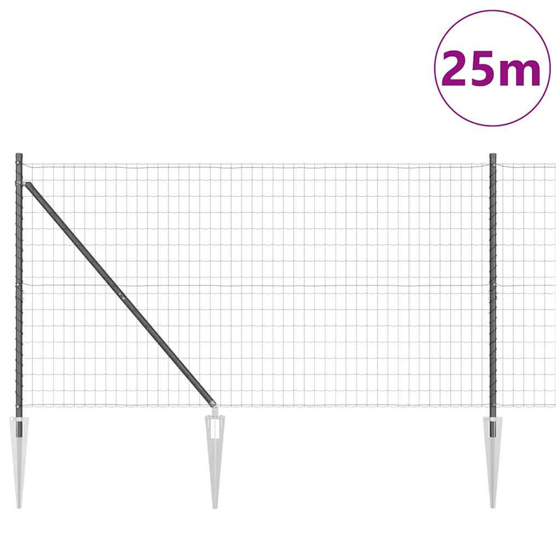 vidaXL Kerítés oszlopokkal Szürke 1.2 x 25 m Acél