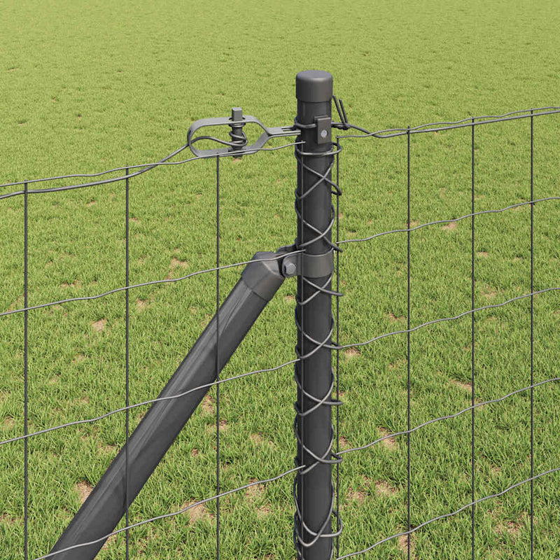 vidaXL Kerítés oszlopokkal Szürke 1.2 x 25 m Acél